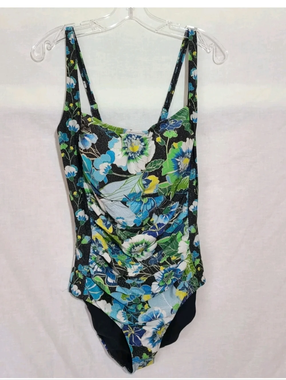 $198 JOHNNY WAS PLUS SZ 3X JENN RUCHED ONE PIECE SWIMSUIT GLITTERY Slimming! NWT